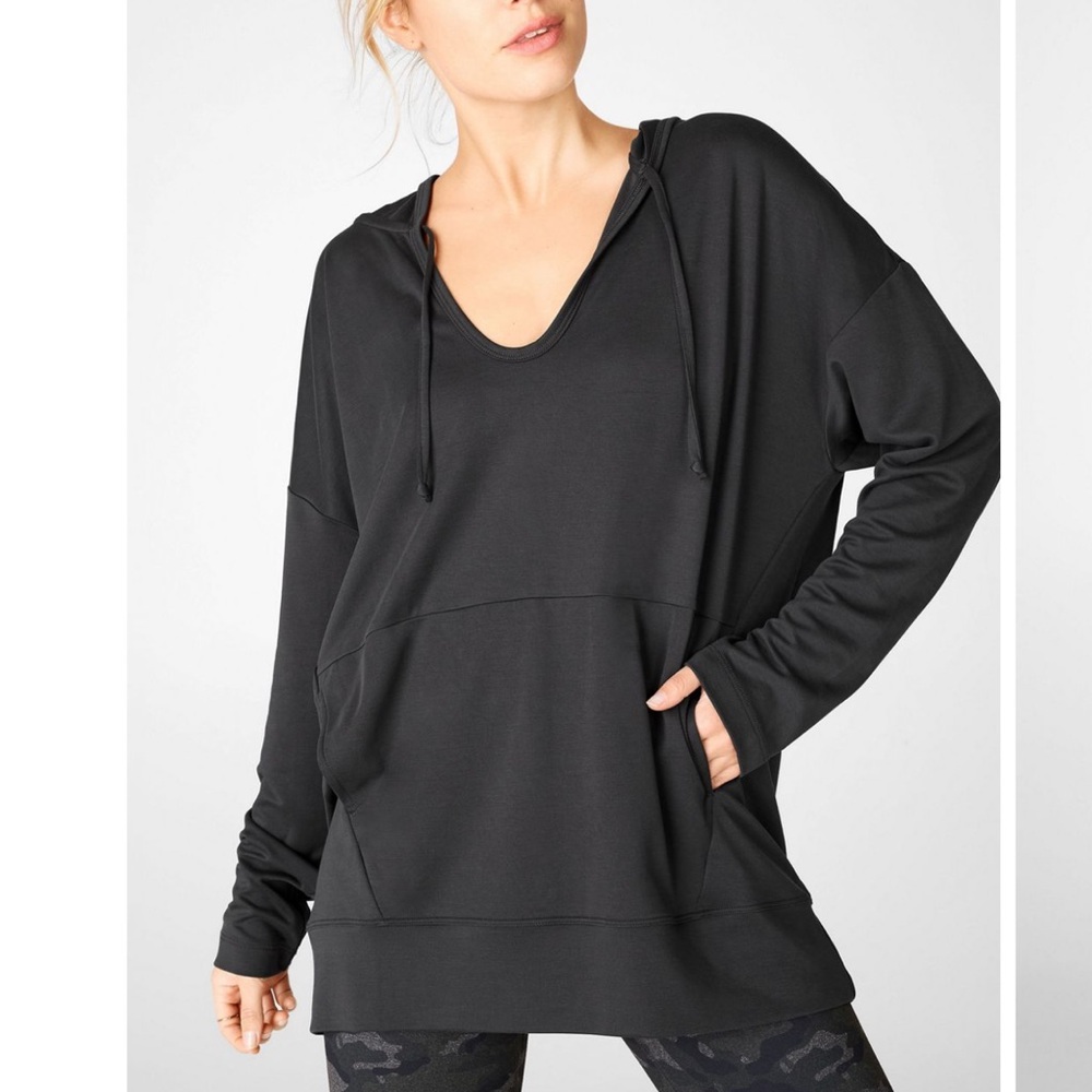 FABLETICS Athena Hooded Pullover Castlerock Gray XS $75 EUC